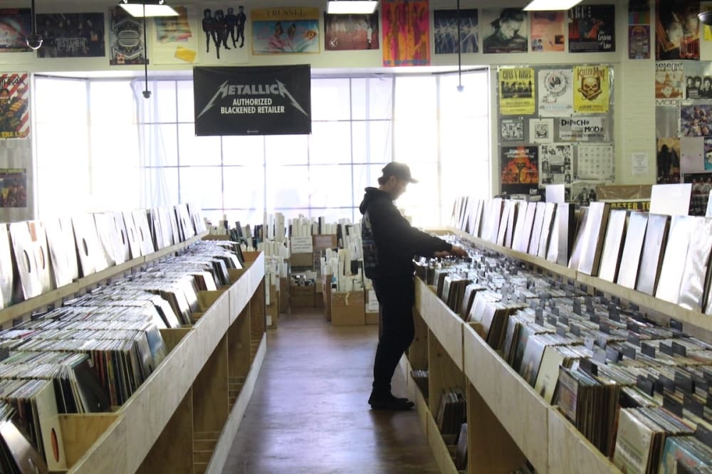 Customer shopping at Josey Records 