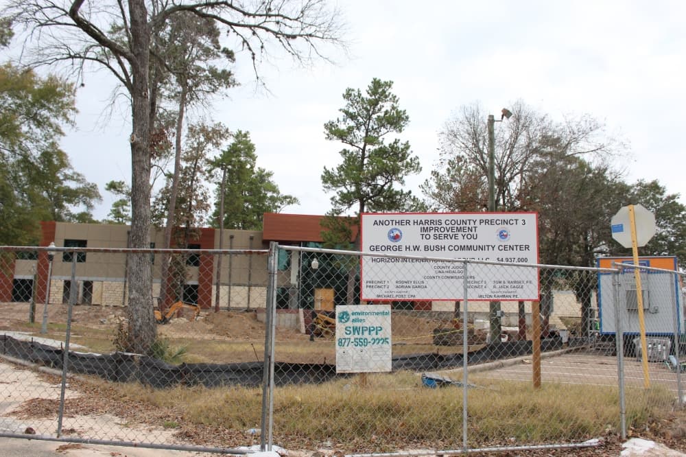 Currently under construction, the George H.W. Bush Community Center will be a 24,500-square-foot community center featuring a grand hall, a kitchen, classrooms and multiple gathering spaces for the community.(Emily Lincke/Community Impact Newspaper)