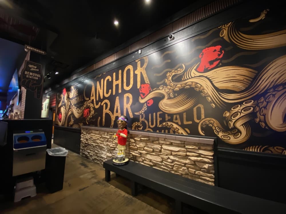 mural inside the restaurant of an octopus 