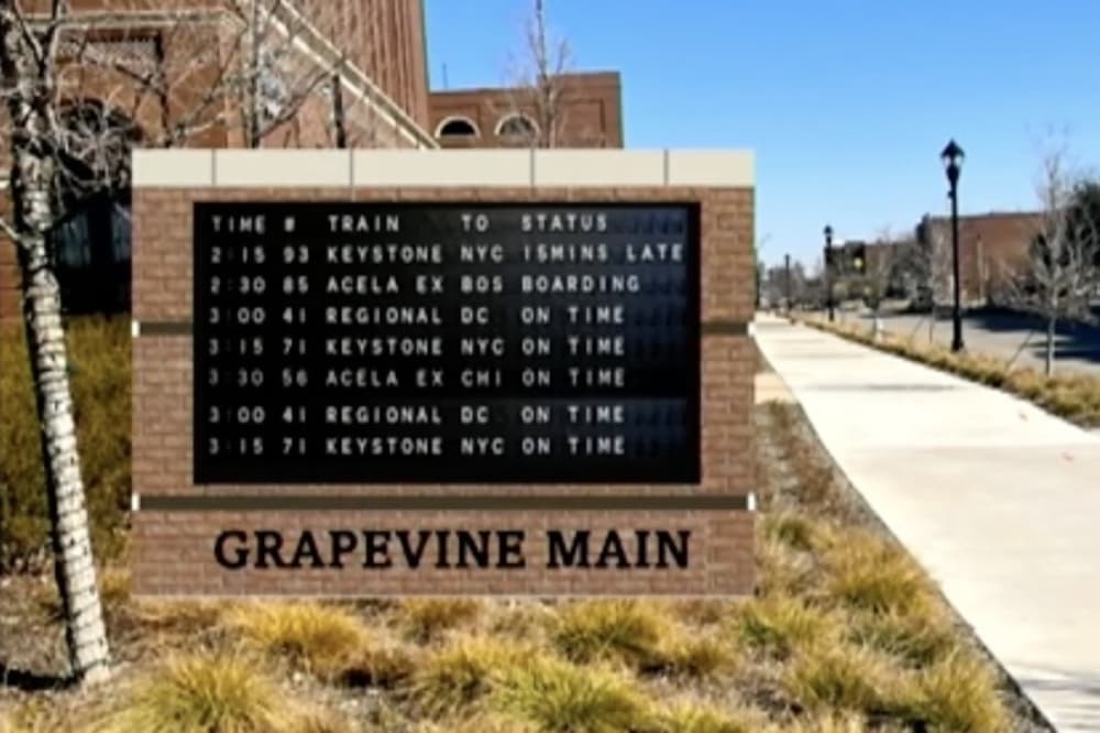 City approves digital split-flap monument sign for Grapevine Main Station