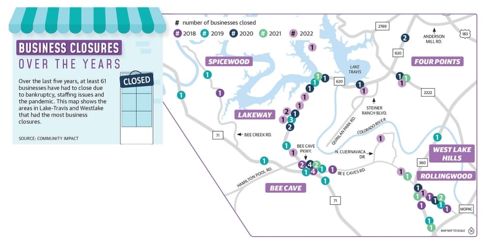 map of area business closures since 2018