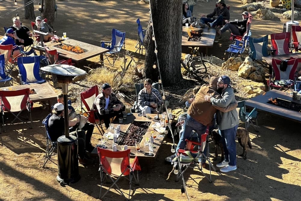 People at fire pits.