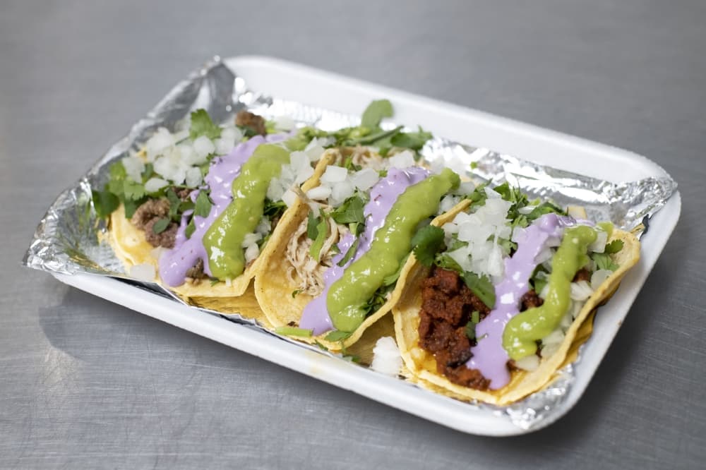 Carne asada, pastor and veggie tacos.