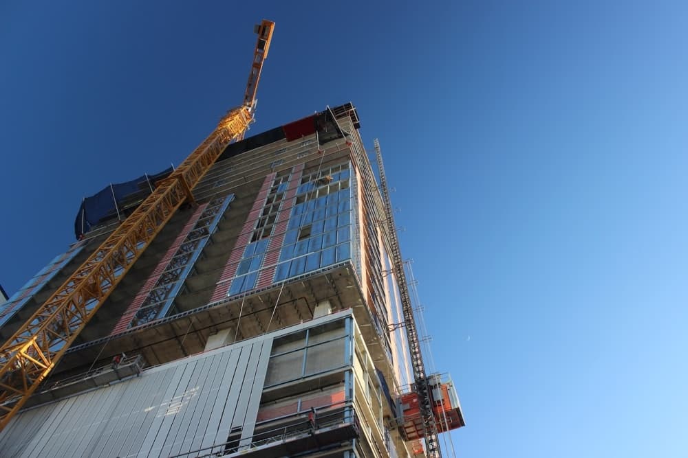 The Linden broke ground in 2021 and topped out in December 2022. (Ben Thompson/Community Impact)