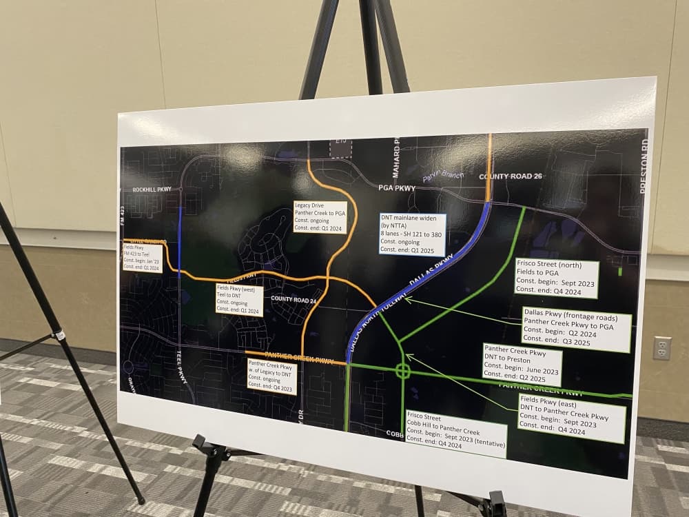 Universal and Frisco city staff told attendees the new roads would help with any traffic caused by the theme park. (Alex Reece/Community Impact)