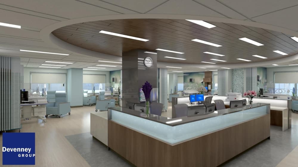 Rendering of the nurse's desk area