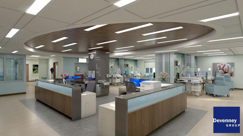 Rendering of the nurse's desk area, alternate view