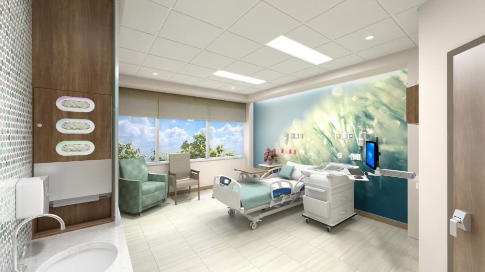Rendering of a patient room