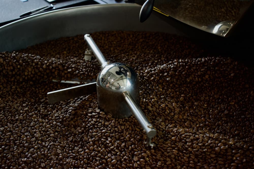 Coffee is roasted on site within view of customers. 