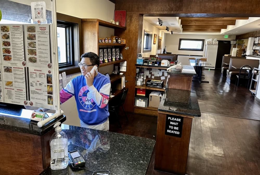 Employee takes an order