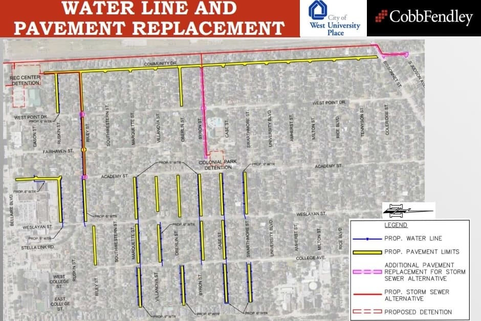 West University water line and pavement replacement