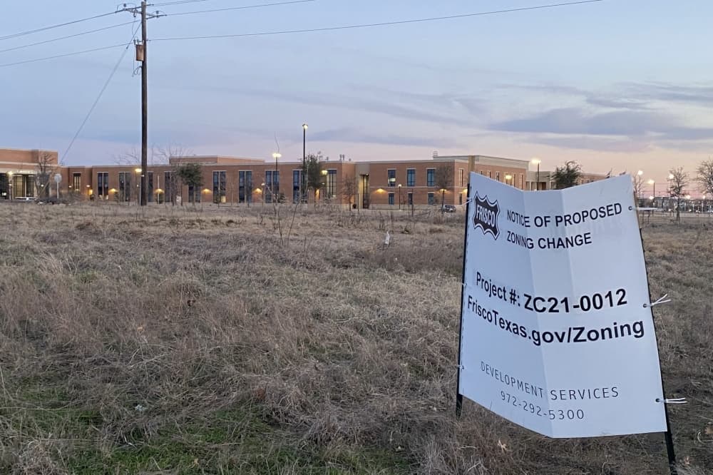 The proposed location for the townhome development is directly next to Frisco ISD's Memorial High School and in the Cobb Hill area. (Alex Reece/Community Impact)