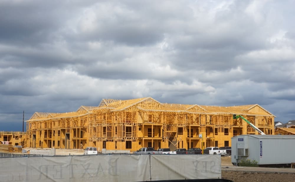 Rendering of exterior apartment complex