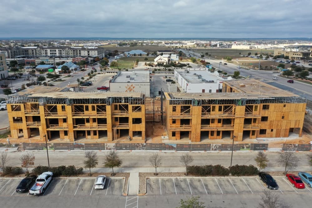 Rendering of exterior apartment complex