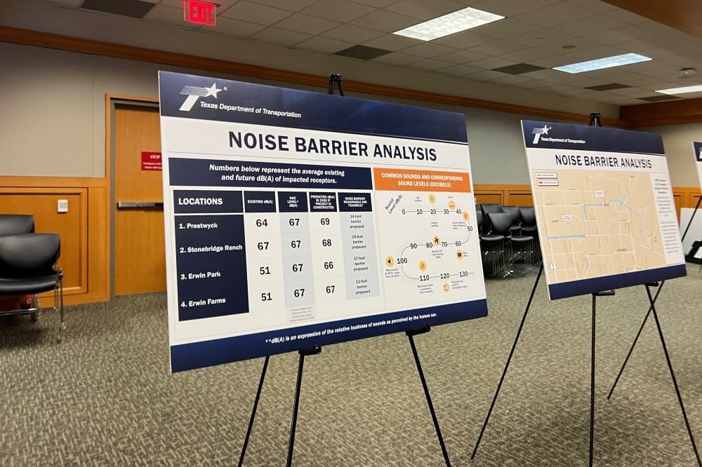 Board with noise barrier information
