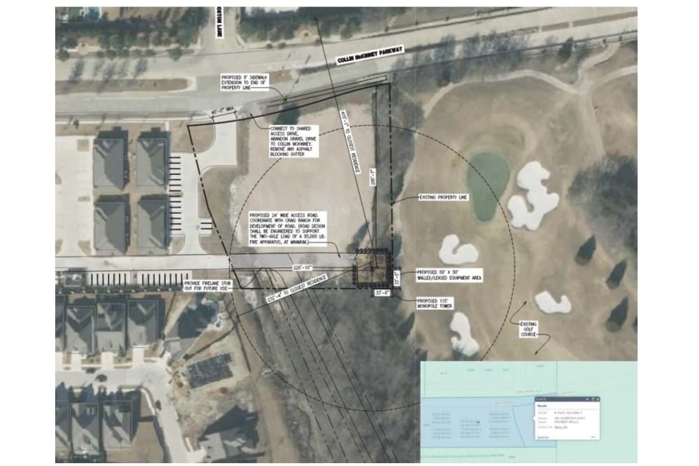 Map of the proposed telecommunications tower in McKinney's Craig Ranch