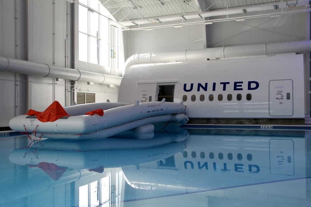 United Airlines plans to ramp up hiring with the January opening of its new Global Inflight Training Center at George Bush Intercontinental Airport, which includes a 120,000-gallon pool that will allow flight attendant trainees to practice a number of emergencies, including water evacuation techniques. (Wesley Gardner/Community Impact)