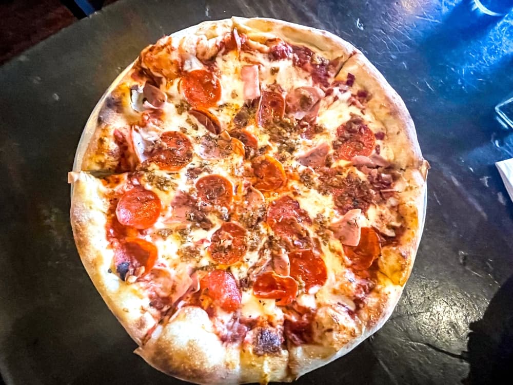 pizza at roots with pepperoni 