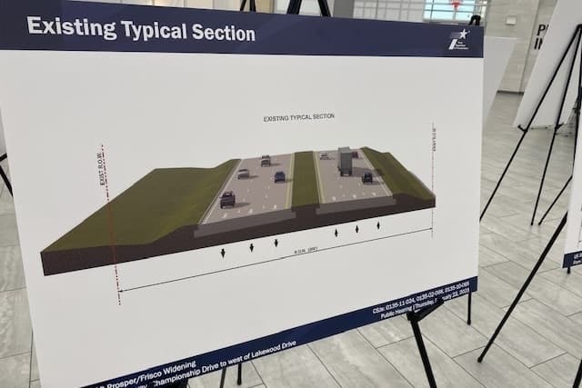 The current layout of the 5.9 miles of US 380 is four lanes going both ways. (Alex Reece/Community Impact)