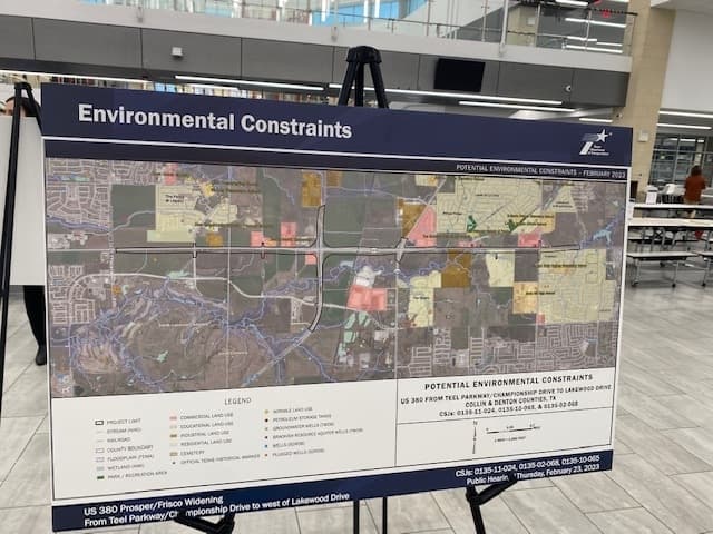 The environmental impact study, which was presented at the hearing and is available in full online, took into account the land and important features of Frisco that could be affected by the project. (Alex Reece/Community Impact)
