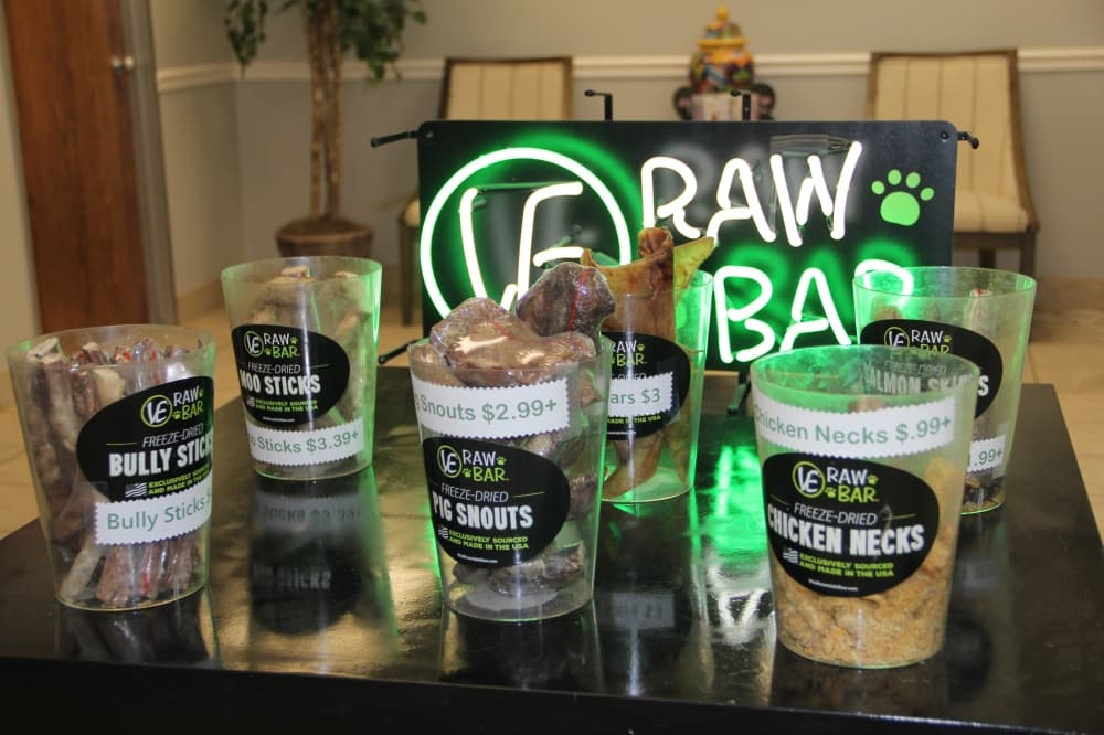 In addition to boarding, day camp and grooming services, Pet Fetch Resort sells a variety of treats and pet products. 