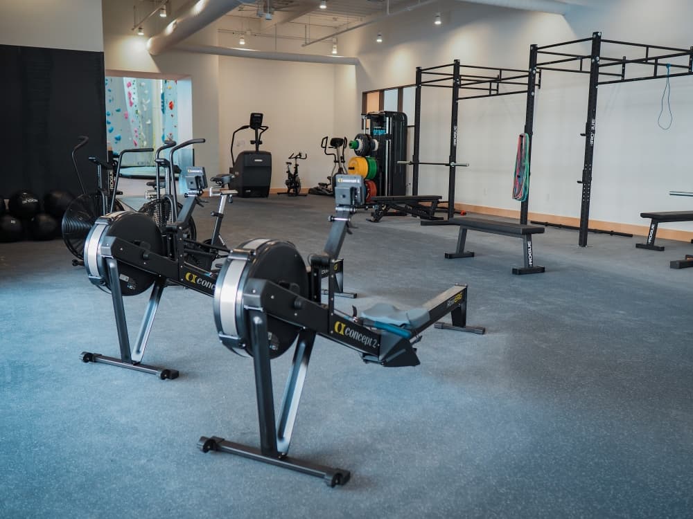 weight lifting bench with other equipment neaby 