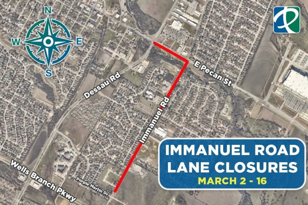 Utility work to bring lane closures on Immanuel Road in Pflugerville