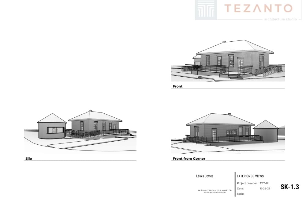 Architectural plan for the coffee shop