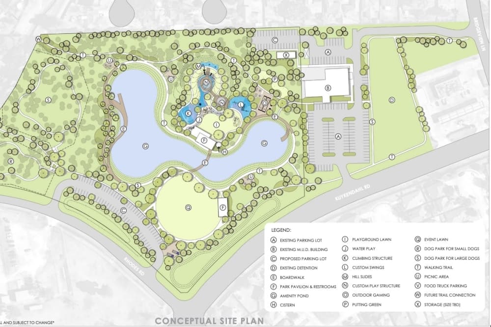 To be located near 19720 Kuykendahl Road, Spring, the Bridgestone Municipal Utility District's planned park will feature children's play areas for all ages. (Rendering courtesy Bridgestone MUD)