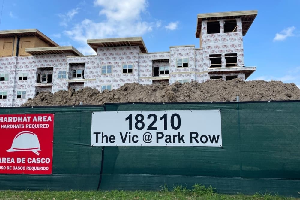The Vic at Park Row apartments continue construction in the Katy area