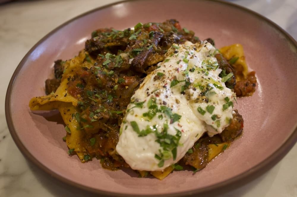 The smoked short rib ragu features hand-torn short rib, ricotta and tomato. The dish was created by Robby Bauer, who describes it as a "rich, fun dish that would be eaten with a family meal." $17. (Elle Bent/Community Impact)