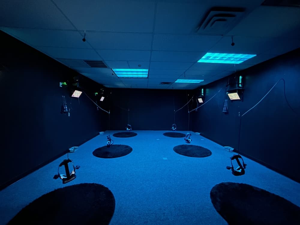 Virtropolis VR offers 21 headsets across three bays for virtual gaming. (Brooke Sjoberg/Community Impact)