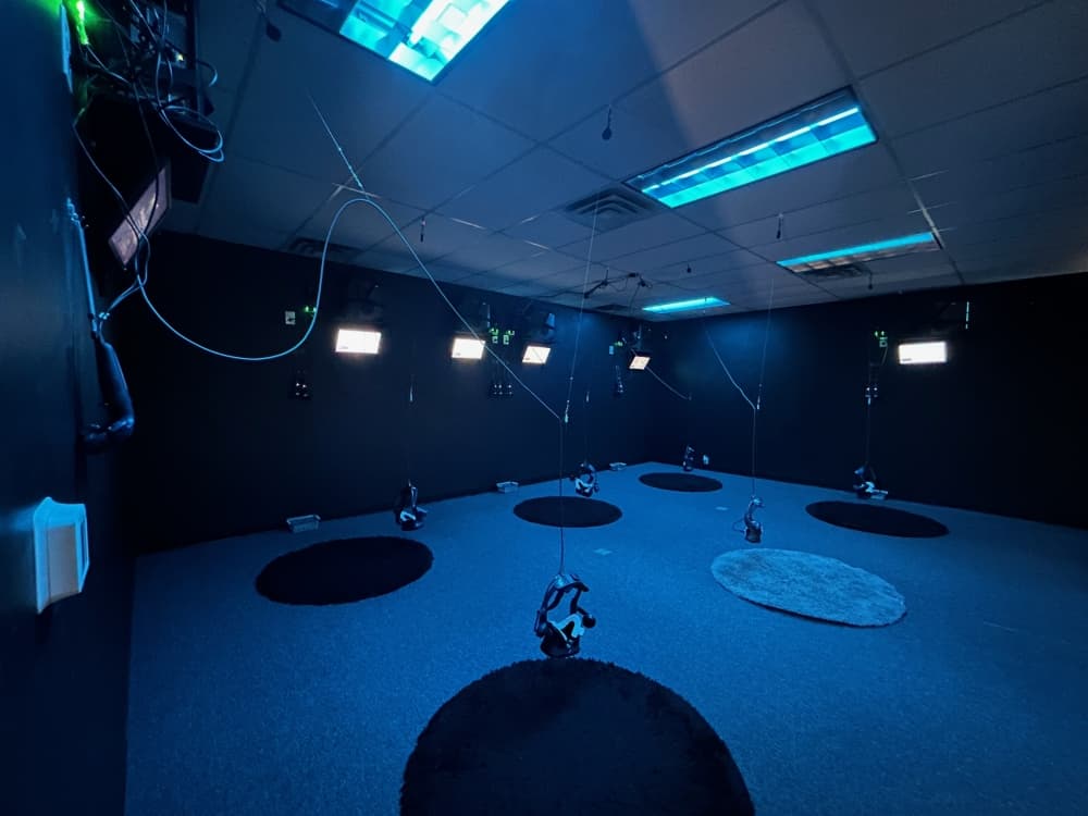 Virtropolis VR offers 21 headsets across three bays for virtual gaming. (Brooke Sjoberg/Community Impact)