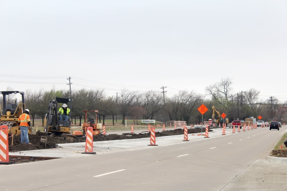 Construction cones and signs on Eldorado Parkway