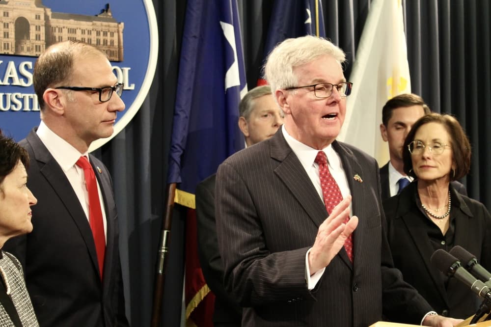 Lt. Dan Patrick speaks during a news conference March 9 at the Texas Capitol.
