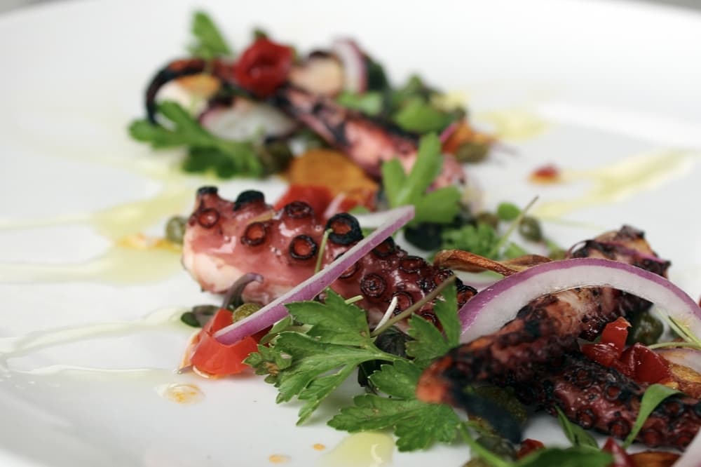 Another popular item is grilled Spanish octopus with parsley, crispy fingerling potatoes, capers, shaved red onion and Calabrian chilies. (Karen Chaney/Community Impact)