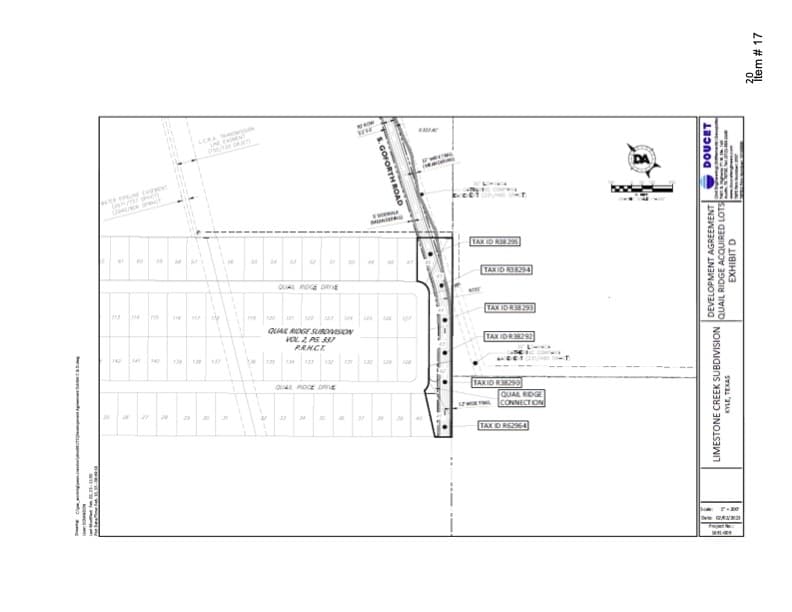 This map shows the acquired lots in the Quail Ridge Subdivision. (Courtesy city of Kyle)
