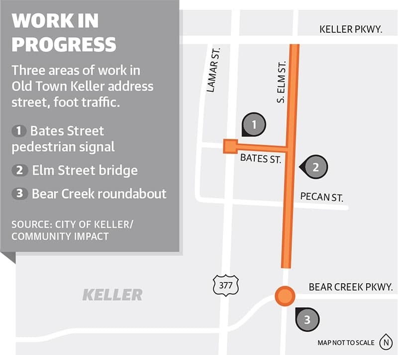 A map showing construction projects in Keller. 