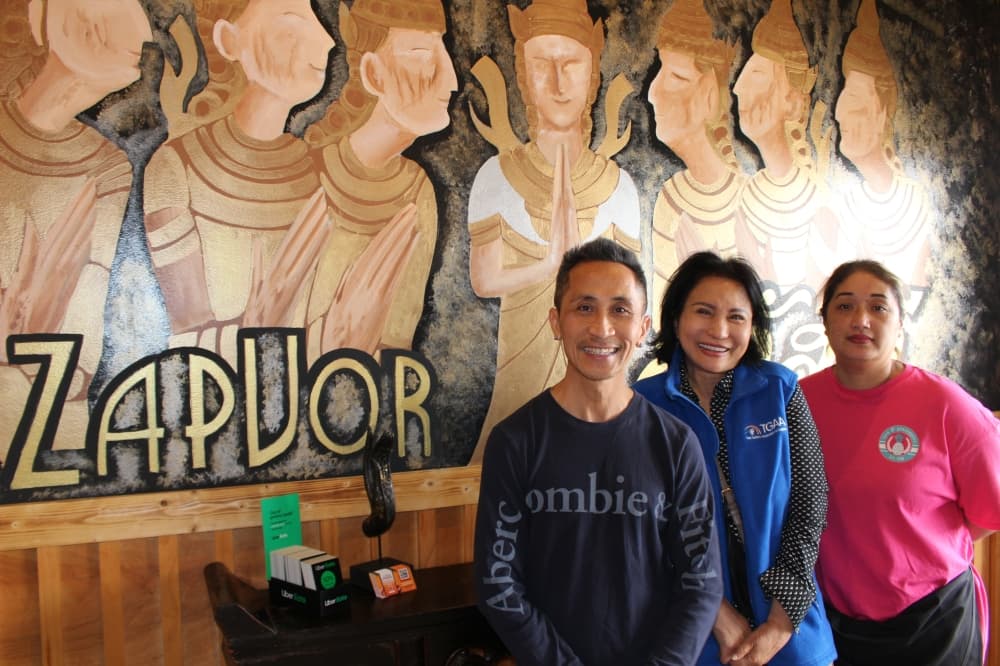 From left, manager Kawika Chieng, owner Orasinee Ratanaarporn, and head chef Tanaporn Ksambang run the restaurant. (Jessica Shorten/Community Impact)