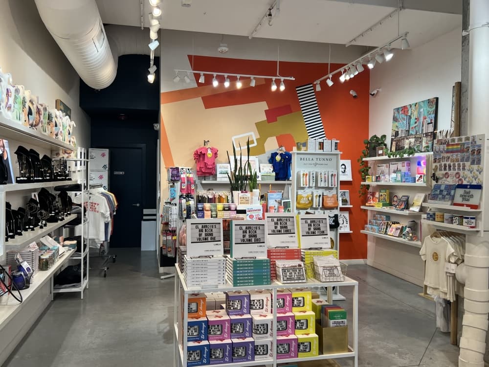 interior shot of shop with shelves and racks 