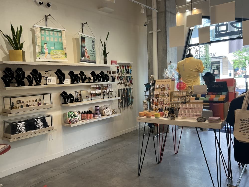interior shot of shop with shelves and tables