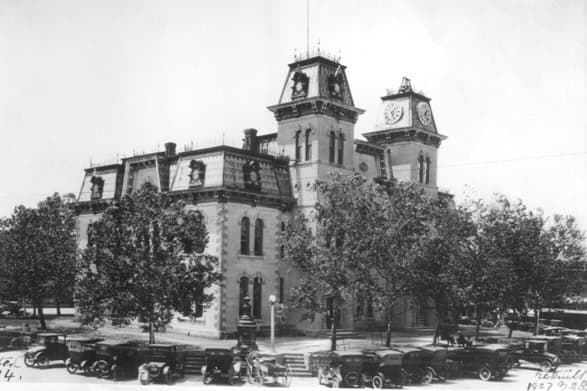 One of the Collin County courthouse buildings in downtown McKinney circa 1921