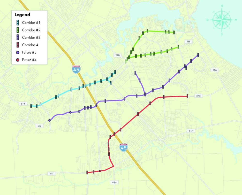 Over the next few years, League City will install traffic-monitoring technology at several intersections along major corridors. (Courtesy city of League City)