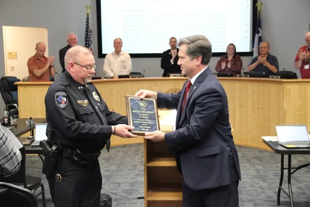 Bryan Hugghins recognized for 10 years of service in Cibolo