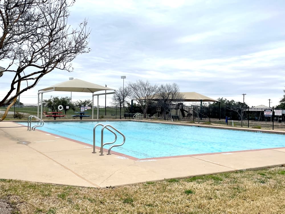 The Highlands at Gann Ranch Amenity Center includes a pool. (Claire Shoop/Community Impact)