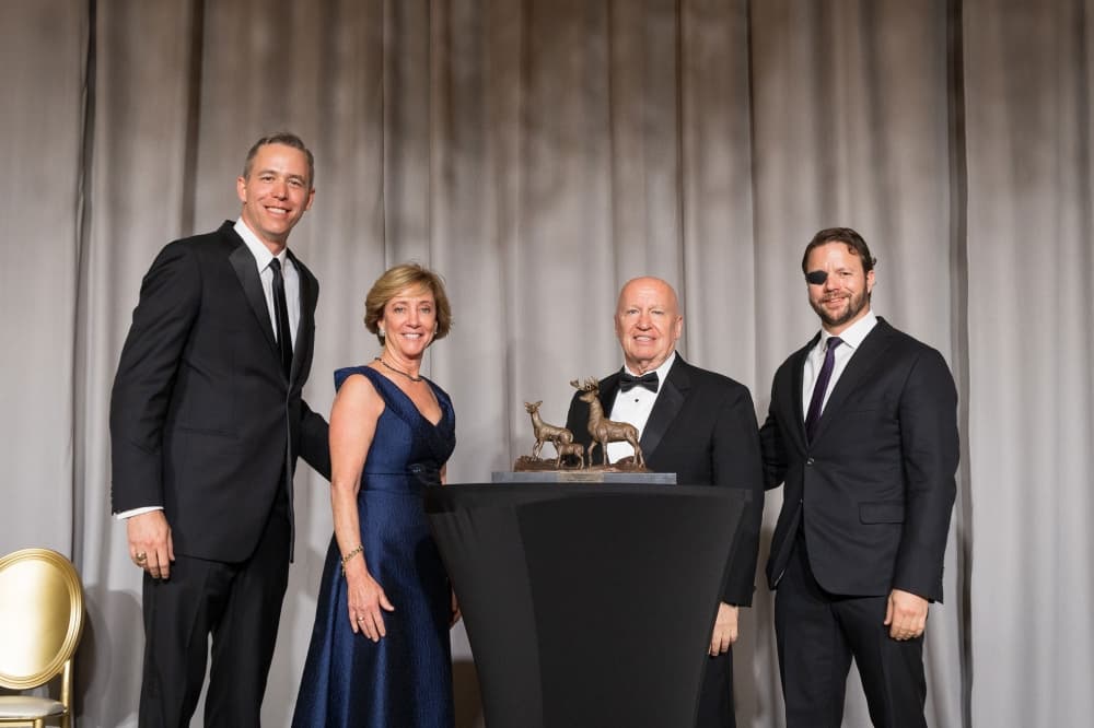U.S. Rep. Kevin Brady was the 2023 recipient of The Mitchell Award. Pictured from left are Jim Carman, Mary Anne Whitney, Rep. Brady and U.S. Rep. Dan Crenshaw. (Courtesy Interfaith of The Woodlands)