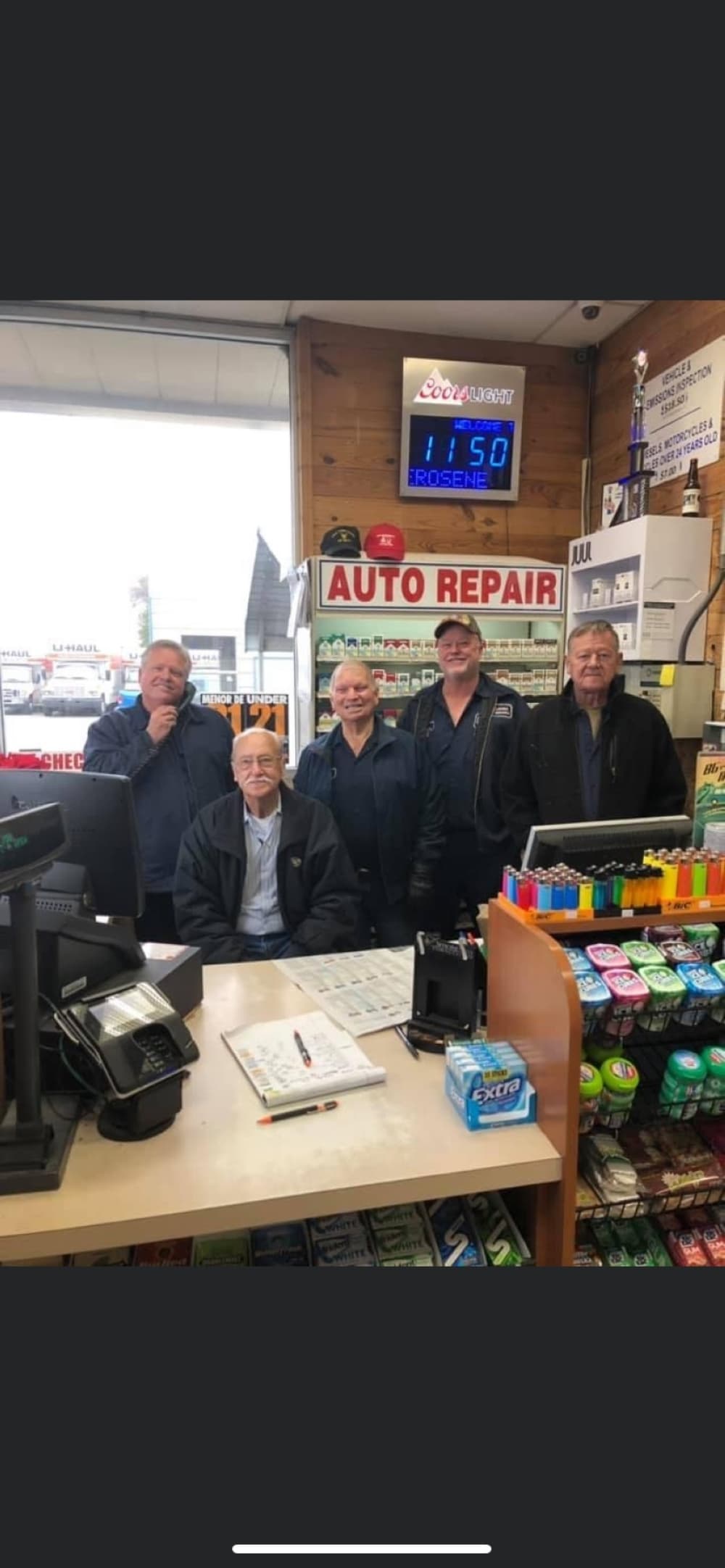 
From left: Kevin Lindell, Johnny Lindell, Leland Dawson, Keith Lindell and Allen Bunch were fixtures at the gas station.