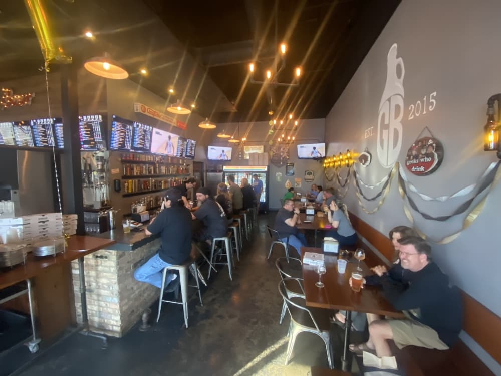 The Growler Bar and Kitchen was filled with customers during the seventh anniversary event March 10. (Brian Rash/Community Impact)