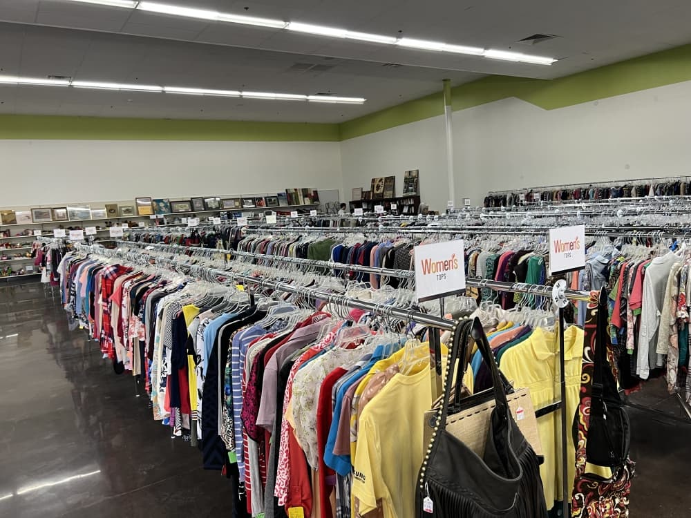 racks of colorful clothing 