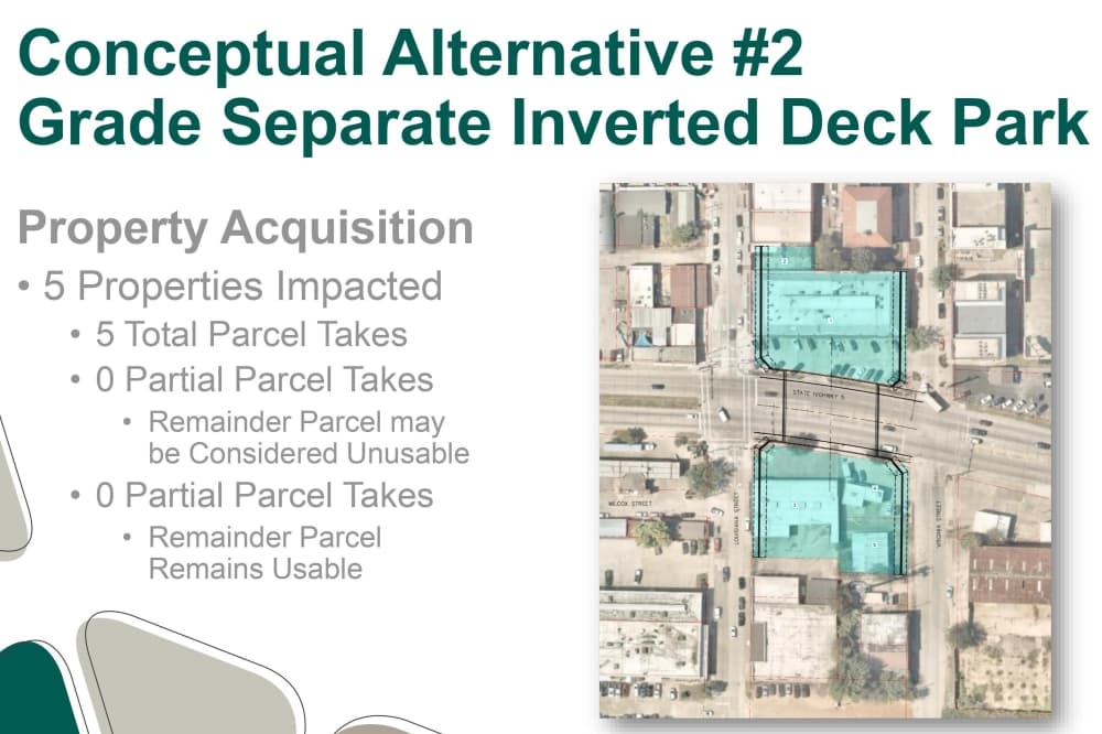 Map of affected properties for the inverted deck park option
